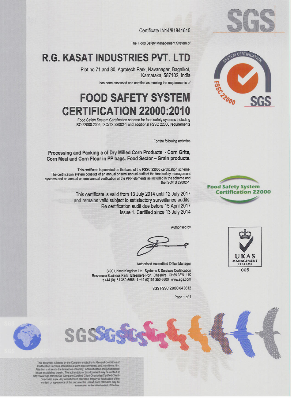 FSSC 22000 Certificate